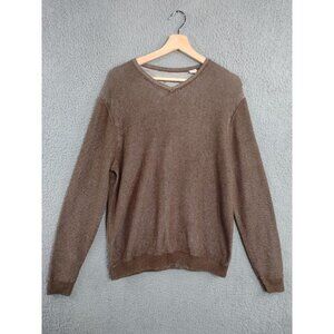 Tommy Bahama Brown V-Neck Long Sleeve Silk Blend Sweater Men's Size Large